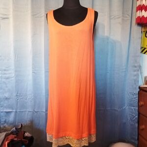 Sleeveless Orange Nightgown with Lace Trim